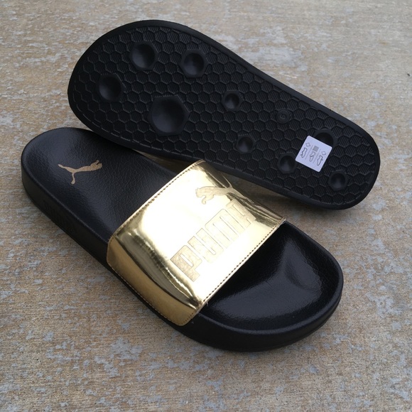 Gold Kids Puma Ledcat Jr Slides - Picture 4 of 8